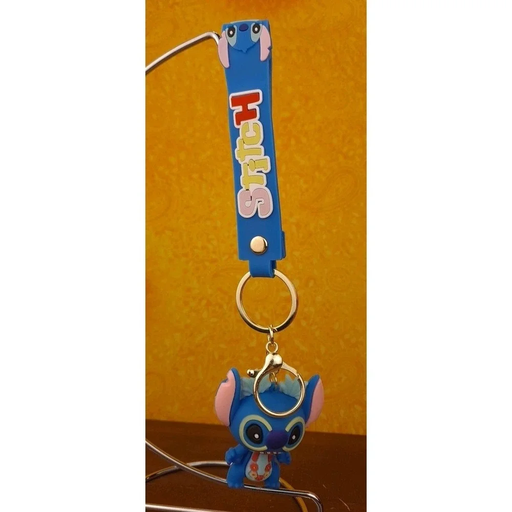 Lilo & Stitch With‎ Lei Yellow Glasses 3D PVC Keychain Keyring Backpack Clip 8
